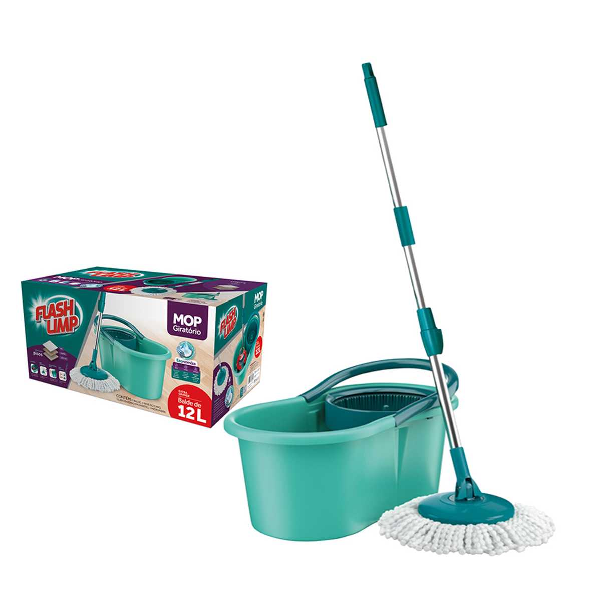 Mop Giratório Verde Água, Flash Limp | Flashlimp